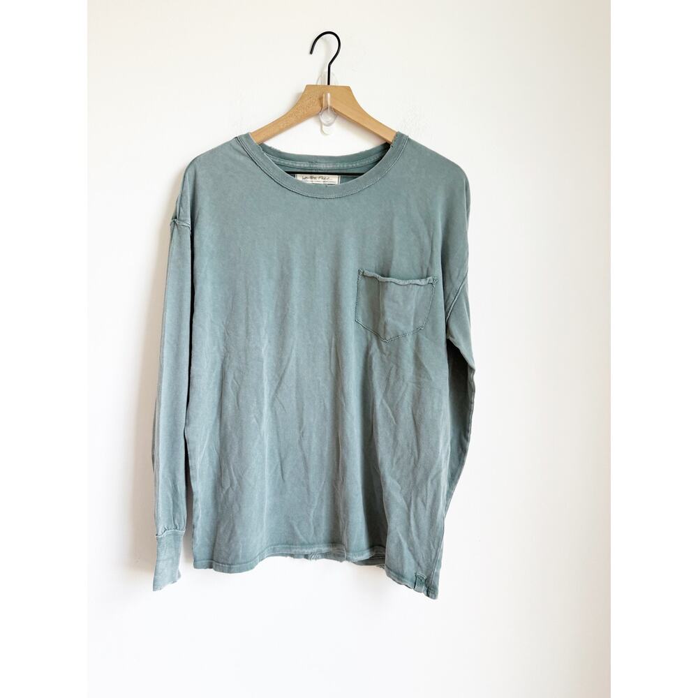 NEW Free People We The Free Fade Into You Long Sleeve Tee Shirt XS Green - Picture 2 of 4